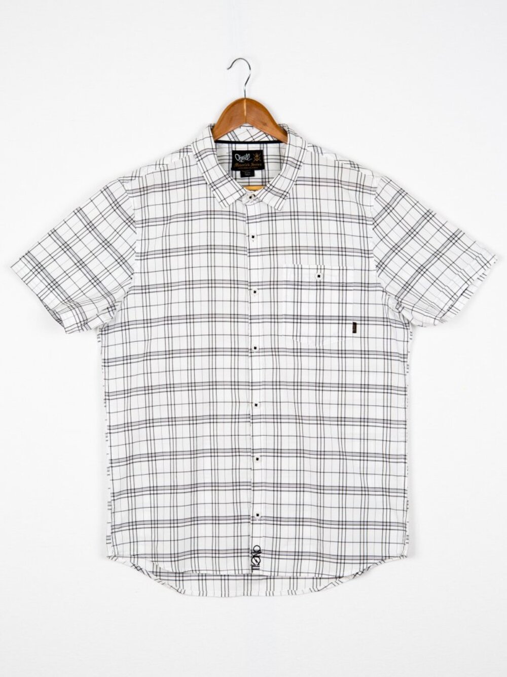 O'Neill Maverick Series White Black Grid Plaid Button Down Shirt Size M